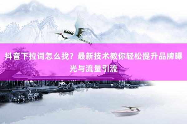抖音下拉词怎么找？最新技术教你轻松提升品牌曝光与流量引流