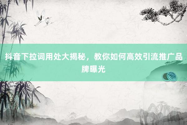 抖音下拉词用处大揭秘，教你如何高效引流推广品牌曝光